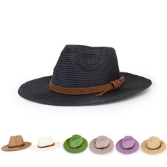 wholesale simple wide-brimmed sunscreen jazz straw hat nihaojewelry