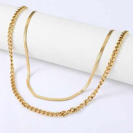 wholesale jewelry multi-layer thick stacking titanium steel necklace Nihaojewelry's discount tags