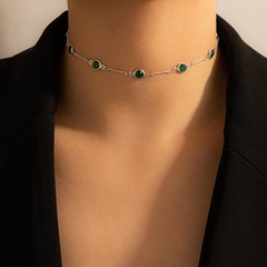 Nihaojewelry wholesale jewelry fashion green rhinestone short single-layer necklace