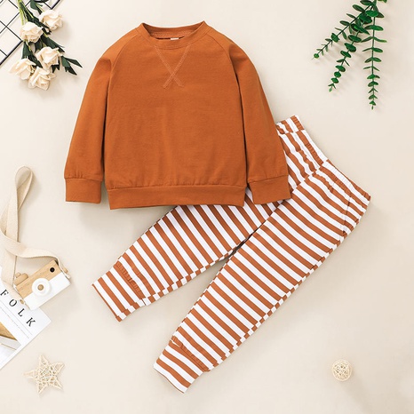 Nihaojewelry children's pullover sweater striped trousers two-piece set wholesale NHLF384476's discount tags