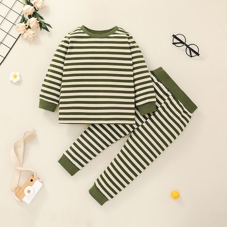 wholesale kids striped T-shirt two-piece suit Nihaojewelry NHLF384479's discount tags