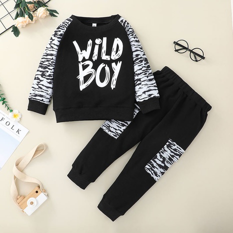 wholesale alphabet long-sleeved round neck children's sweater top pant suit nihaojewelry  NHLF384482's discount tags