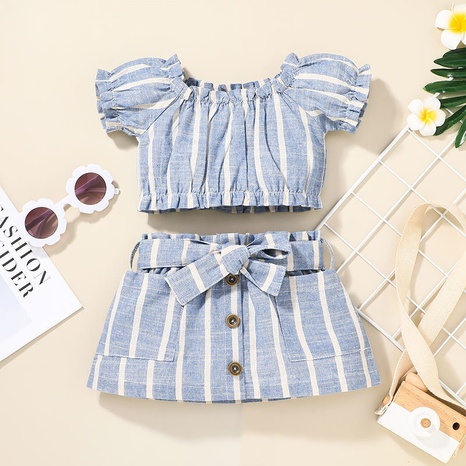 Nihaojewelry striped baby tops A-line skirt two-piece set wholesale NHLF384507's discount tags