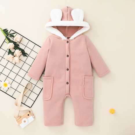 wholesale thick pink bear ear long-sleeved kid's one-piece romper nihaojewelry  NHLF384511's discount tags
