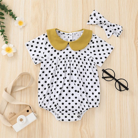 wholesale casual polka dot short-sleeved triangle romper baby's clothing nihaojewelry  NHLF384516's discount tags