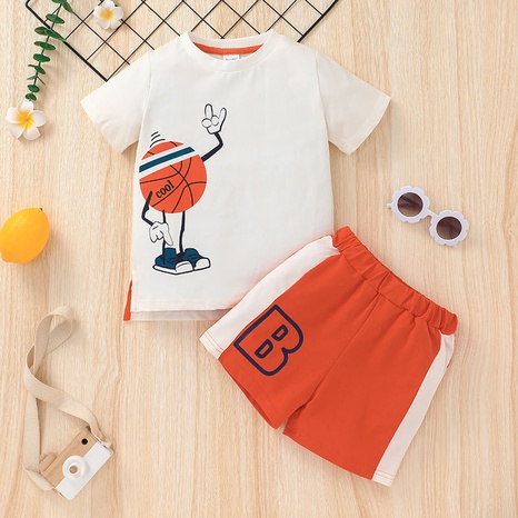 wholesale fashion short-sleeved children's sports T-shirt shorts two-piece suit nihaojewelry  NHLF384520's discount tags