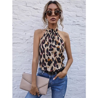 sleeveless leopard print chiffon vest—2