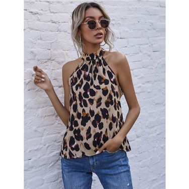 sleeveless leopard print chiffon vest—3