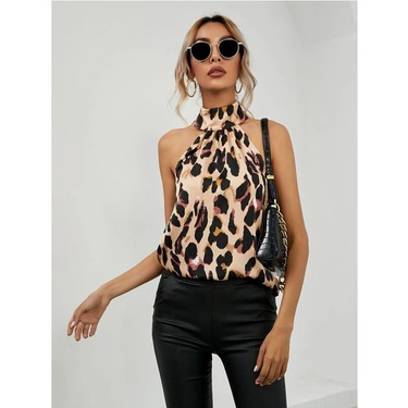 sleeveless leopard print chiffon vest—4