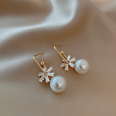 Nihaojewelry joyería al por mayor nuevos pendientes de diamantes de perlas de flores retro