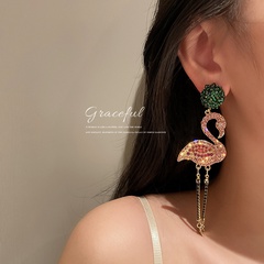 Nihaojewelry wholesale jewelry simple diamond flamingo long tassel earrings
