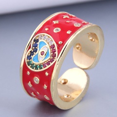 Nihaojewelry wholesale jewelry fashion real gold plated inlaid zircon heart devil's eye open ring