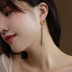 vente en gros bijoux gland pleine chaîne de zircon boucles d'oreilles en acier inoxydable Nihaojewelry