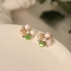 Vente en gros bijoux boucles d'oreilles fleurs en strass perle géométrique nihaojewelry