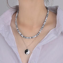 wholesale jewelry Tai Chi pendant hit color chain multi-layer necklace nihaojewelry