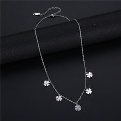wholesale jewelry glossy four-leaf clover pendant stainless steel necklace nihaojewelry