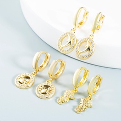 wholesale jewelry hollow dolphin hippocampus crab copper zircon earrings Nihaojewelry