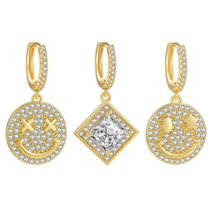 vente en gros bijoux plein diamant sourire boucles d'oreilles géométriques mignonnes Nihaojewelry