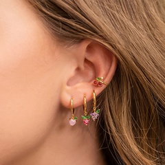 wholesale jewelry color zirconium grape cherry pineapple fruit copper earrings Nihaojewelry