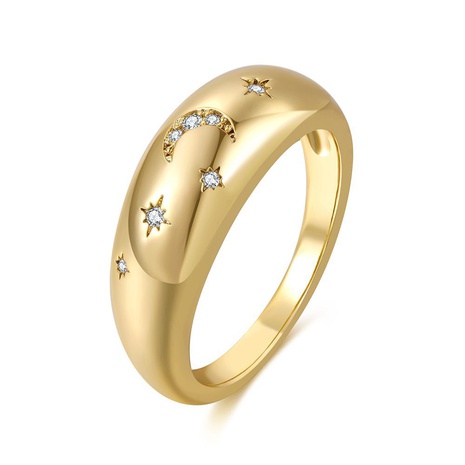 wholesale jewelry star and moon micro-inlaid zircon copper ring Nihaojewelry's discount tags