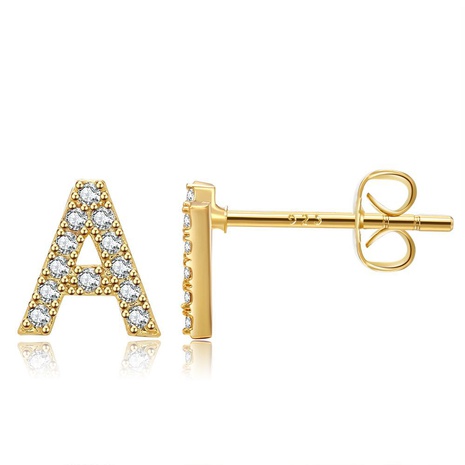 wholesale jewelry letter copper inlaid zircon stud earrings nihaojewelry's discount tags