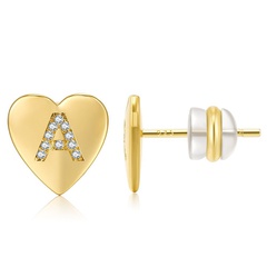 vente en gros bijoux boucles d'oreilles en forme de coeur lettre micro incrusté de zircon Nihaojewelry