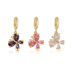 wholesale jewelry butterfly pendant copper inlaid zircon earrings nihaojewelry