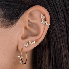 wholesale jewelry butterfly micro-inlaid zircon korean style earrings Nihaojewelry