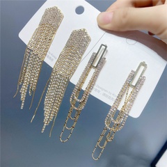 wholesale jewelry full diamond long tassel exaggerated earrings Nihaojewelry