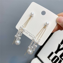 Wholesale Jewelry Irregular Pearl Long Tassel Retro Earrings Nihaojewelry
