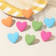 wholesale jewelry candy color heart shape alloy spray paint cute earrings Nihaojewelry