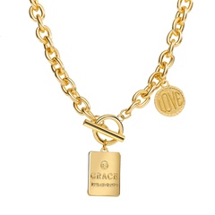 wholesale jewelry square lettering pendant OT buckle necklace nihaojewelry