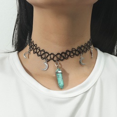 wholesale jewelry moon geometric turquoise pendant necklace nihaojewelry