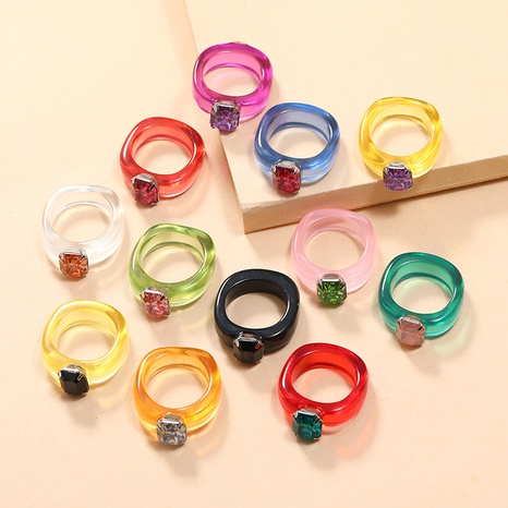 wholesale jewelry transparent colored diamond acrylic resin ring Nihaojewelry's discount tags