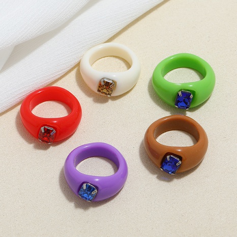 wholesale jewelry retro candy color diamond resin ring Nihaojewelry's discount tags