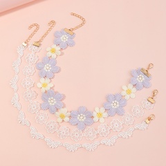 Nihaojewelry wholesale jewelry fashion purple and white cloth flower children's necklace