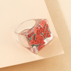 wholesale jewelry watermelon pattern square transparent ring nihaojewelry