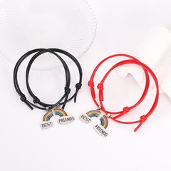 wholesale jewelry wax thread rainbow letter pendant bracelet a pair of set nihaojewelry