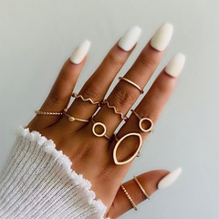 wholesale jewelry circle oval wave shape ring 10 set nihaojewelry