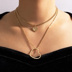 Nihaojewelry Großhandel Schmuck einfache Herz Anhänger Doppelschicht Halskette