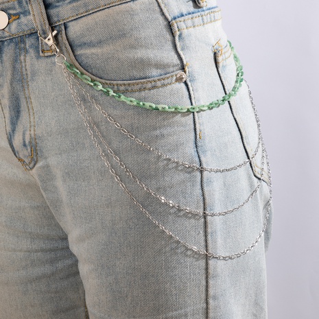Nihaojewelry wholesale jewelry simple avocado green multi-layer chain trousers chain's discount tags
