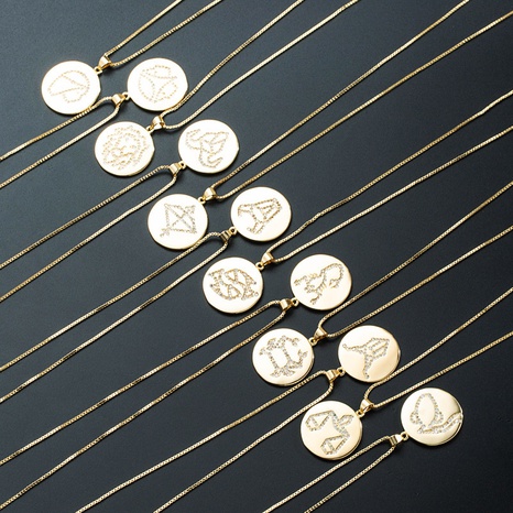 Nihaojewelry Großhandel Schmuck einfache zwölf Konstellation Medaille Anhänger Halskette's discount tags