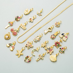 Nihaojewelry wholesale accessories creative key crown starfish rainbow necklace pendant