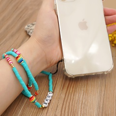 Nihaojewelry wholesale accessories letter mixed color soft clay striped colored mobile phone chain