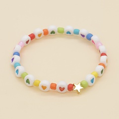 Nihaojewelry wholesale accessories Bohemian Rainbow Peach Heart Glass Beads Bracelet