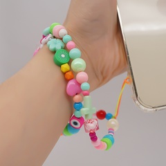 wholesale accessories mixed color letters round beads acrylic mobile phone chain Nihaojewelry