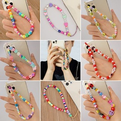 wholesale accessories Bohemian colorful beads soft pottery smiley mobile phone chain Nihaojewelry