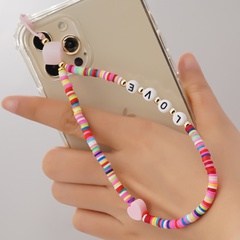 wholesale accessoires lettre LOVE perles de couleurs mélangées chaîne de téléphone portable nihaojewelry