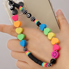 wholesale accessories color soft pottery heart mobile phone chain Nihaojewelry