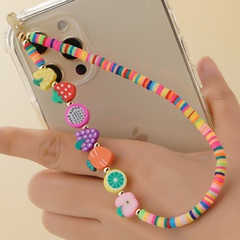 wholesale accessories ethnic style mixed color fruit acrylic beaded mobile phone lanyard nihaojewelry